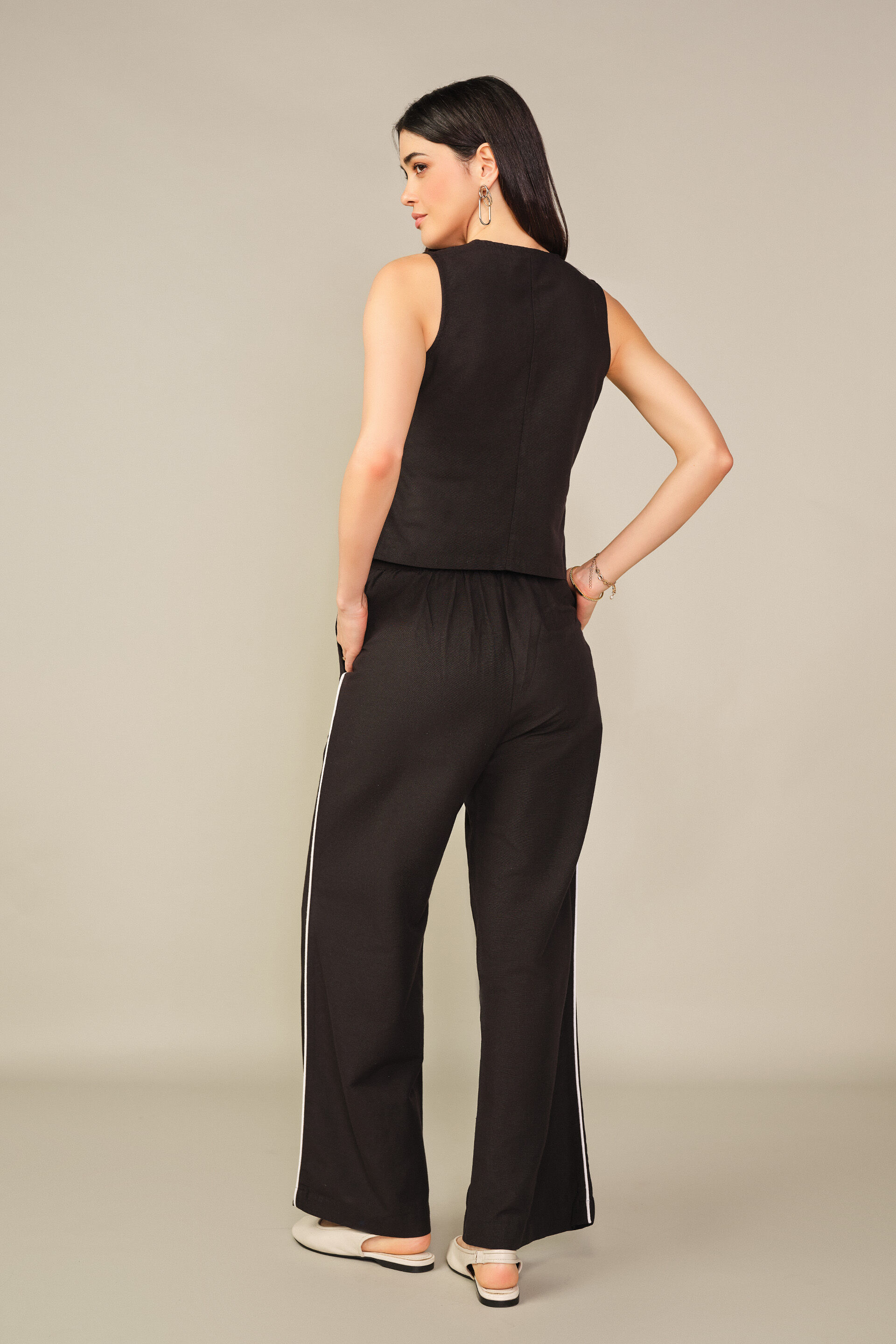 Embroidered Co-ord in Black, Black, image 6